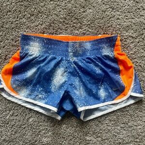 NIKE Women's Dri-Fit Modern Tempo Running Shorts - Small - Blue & Orange - Lined